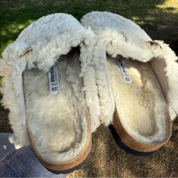 Birkenstock Boston Big Buckle Shearling - Teddy‎ Eggshell 39 EU, 8 US Women’s - Picture 3 of 12